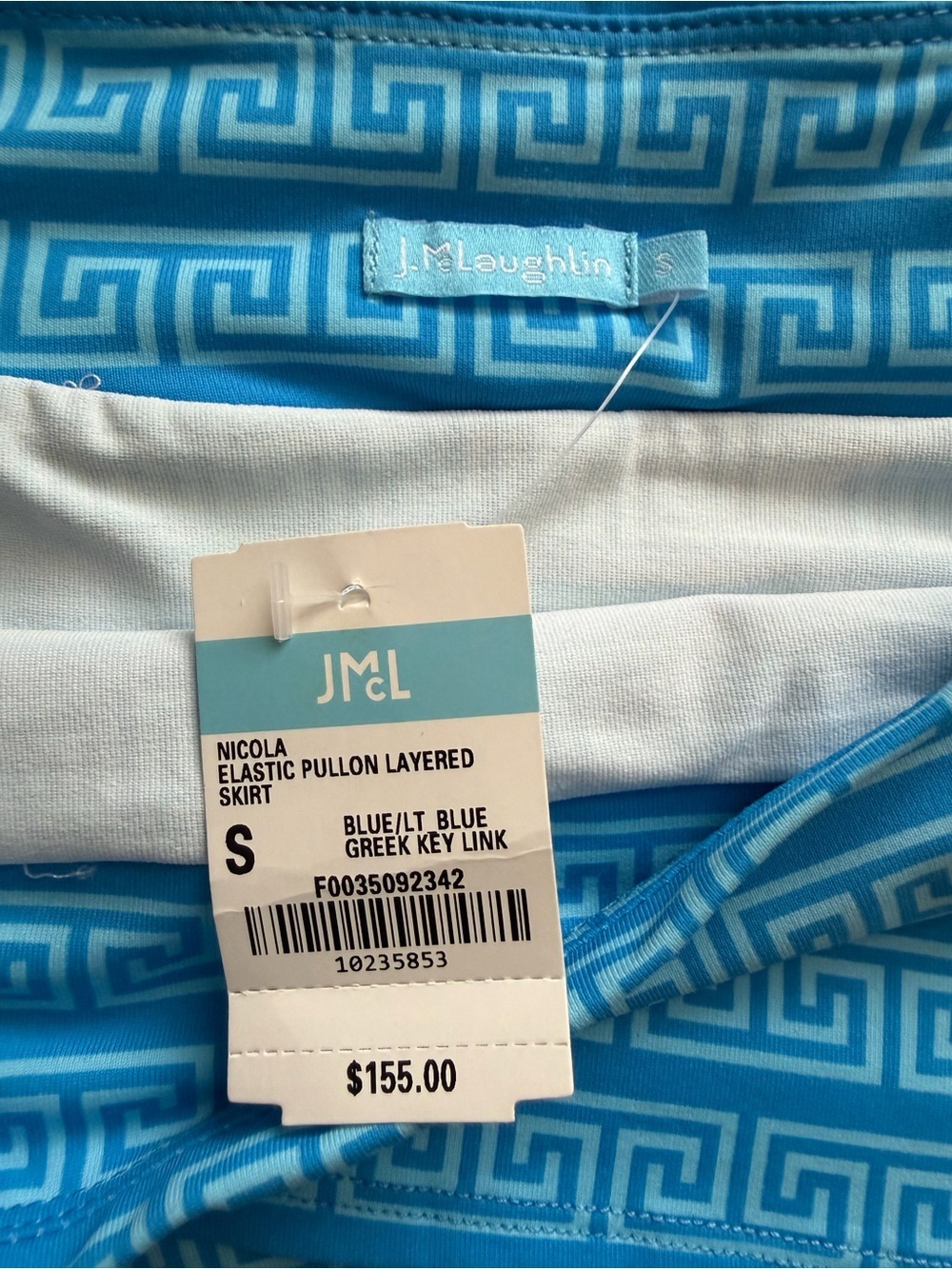 J. McLaughlin Catalina Cloth Tiered Straight Skirt Blue Geometric Small NWT $155 - Picture 5 of 6